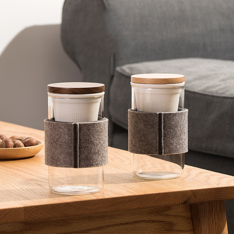 Heat-resistant Borosilicate Glass Tea Cup Office Filter Flower Felt Cup Cover Heat Insulation