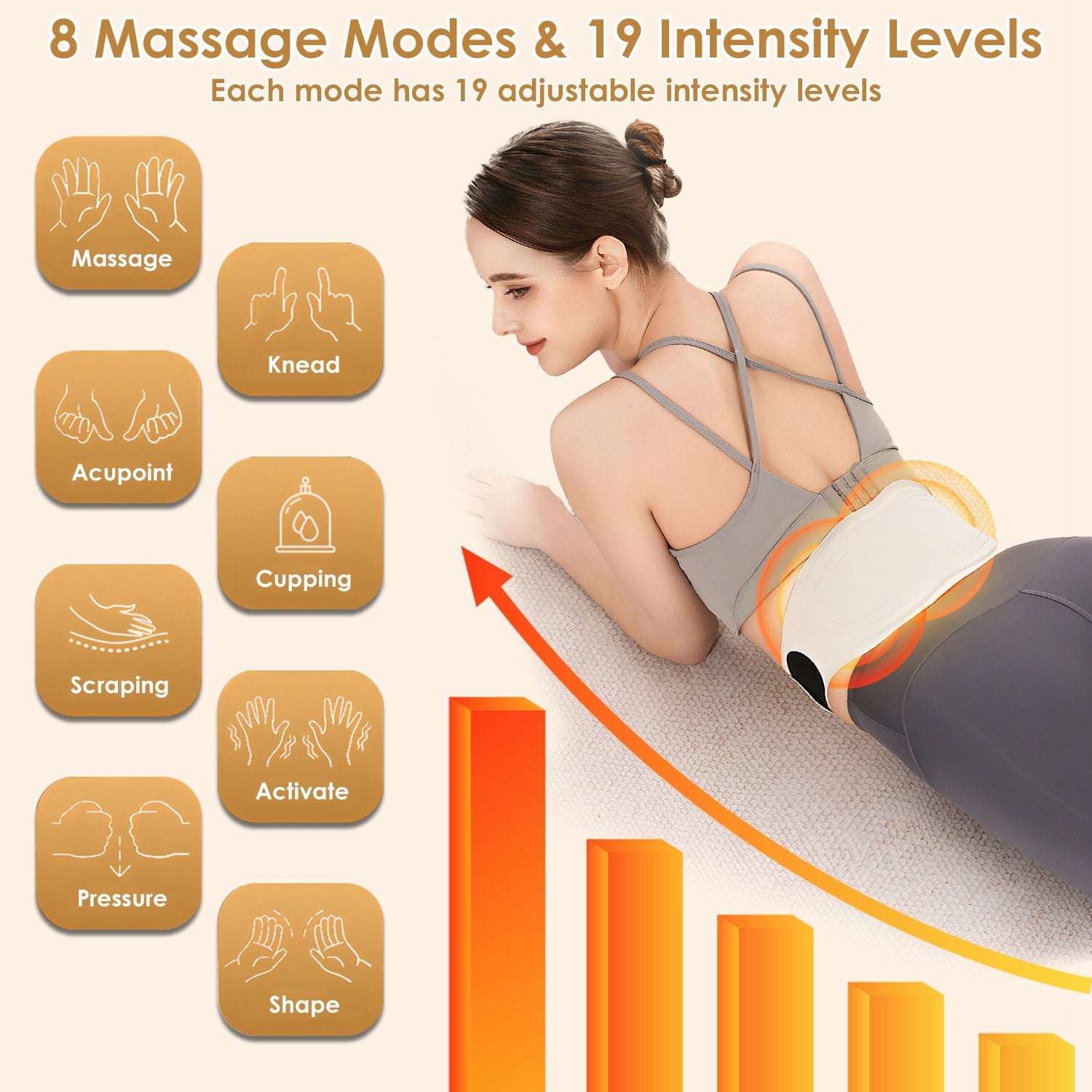 EMS Lower Back Massager Heating Pad Cordless Heating Pad For Back Belly Waist
