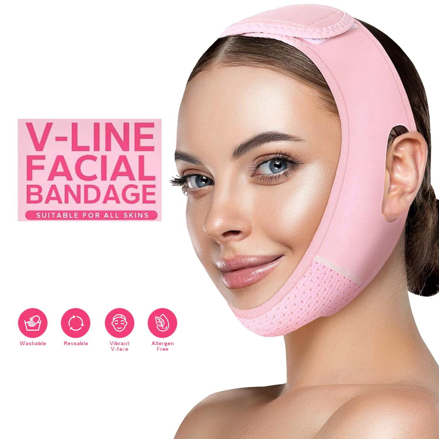 Reusable V Line Mask Facial Slimming Strap Double Chin Reducer Chin Up Mask Face