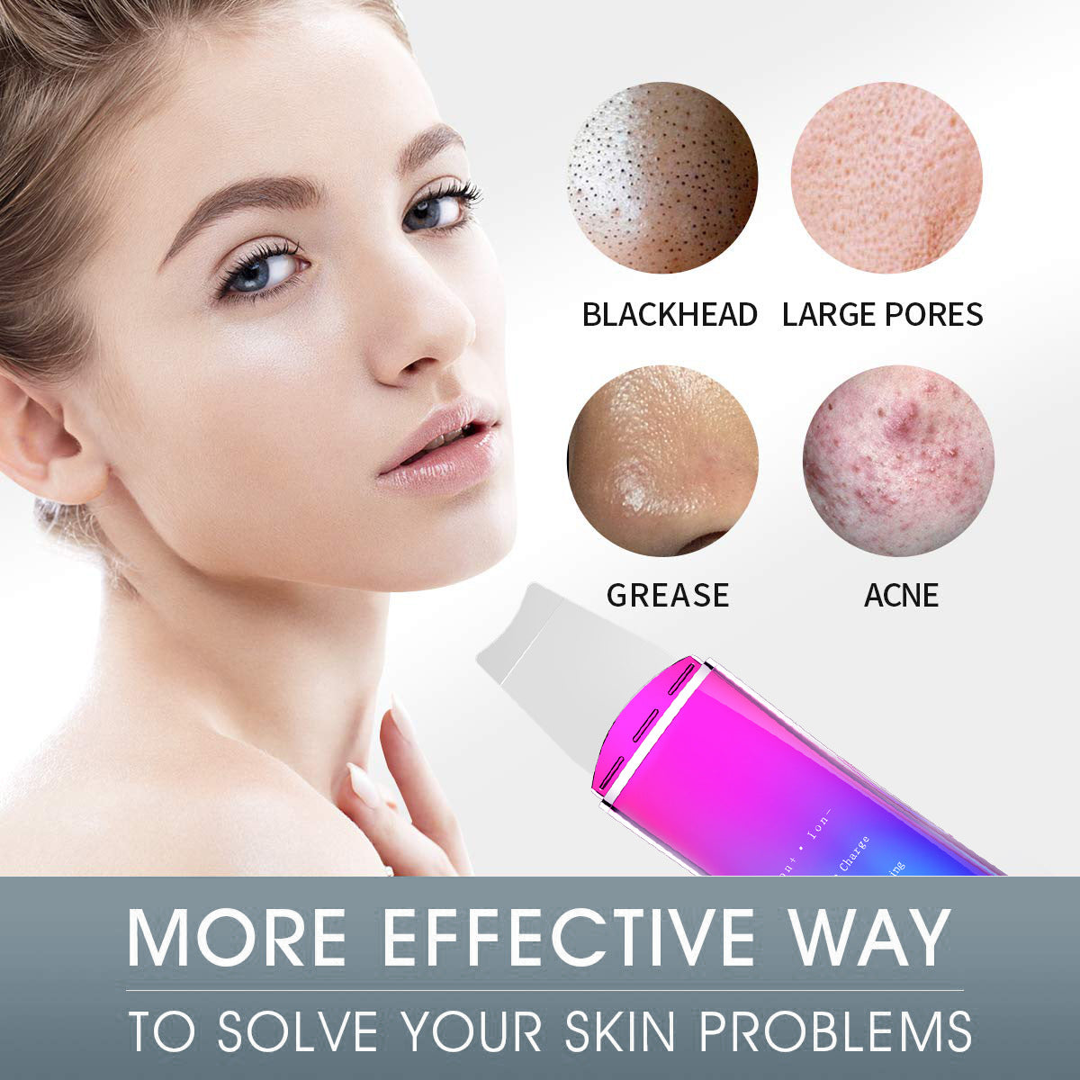 Ultrasonic pore cleaning instrument