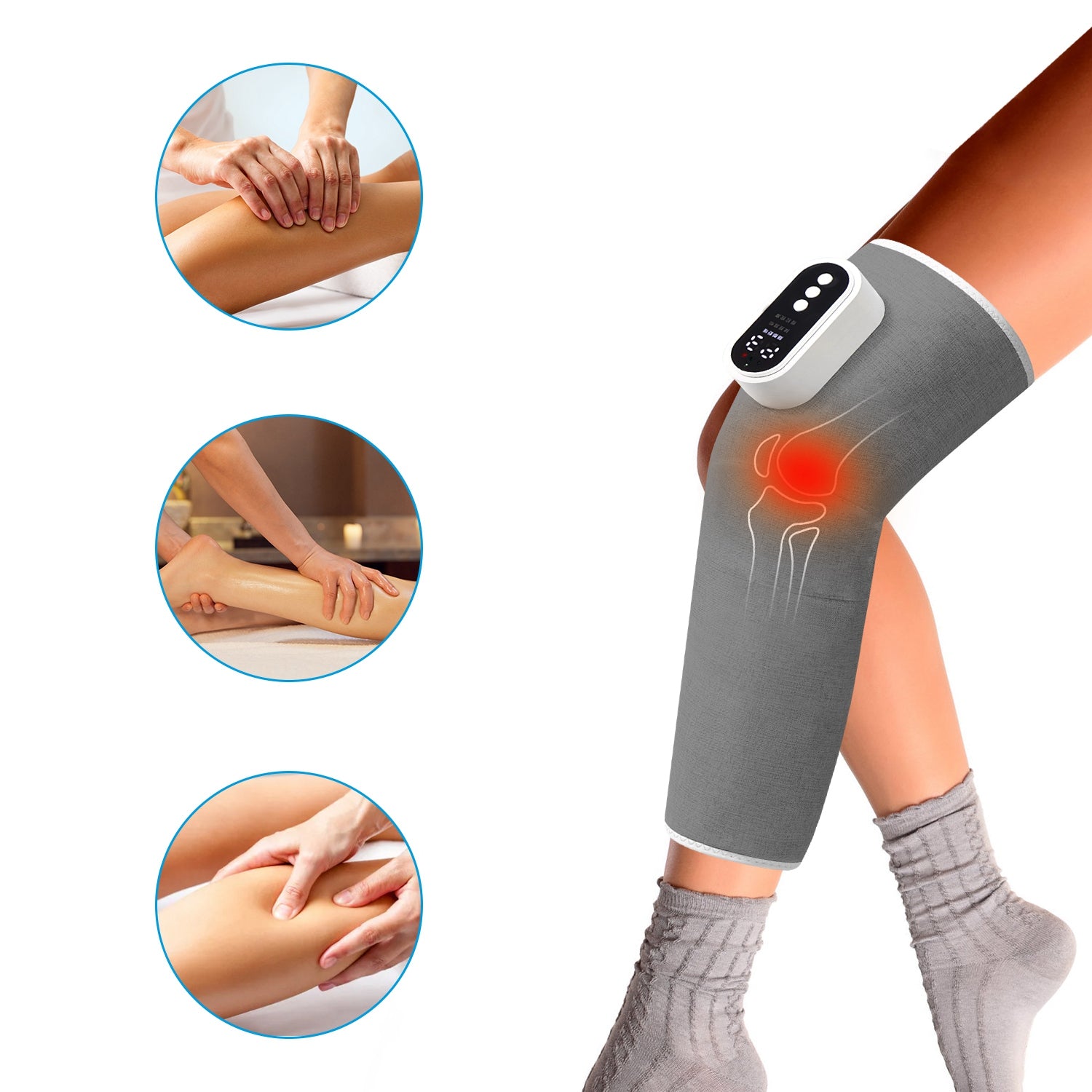 1Pc Cordless Leg Massager Air Compression Massager With Heat Thigh Knee
