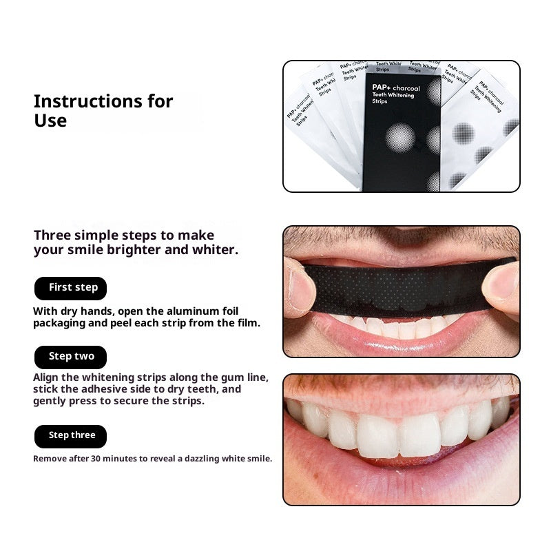 PAP Activated Carbon Teeth Strips Whitening Strip Cleaning Teeth Strips