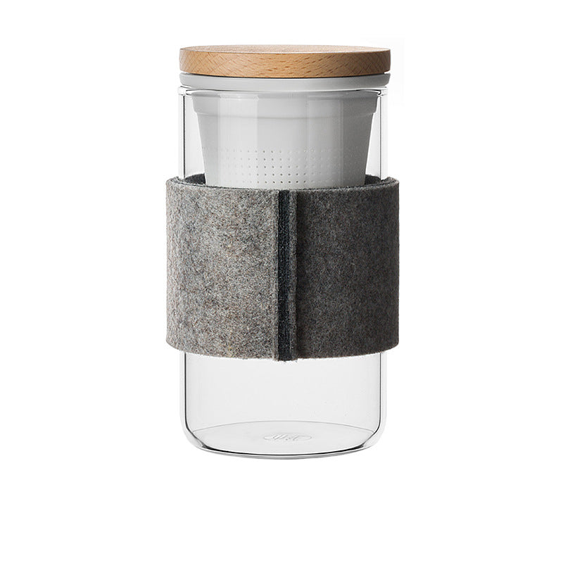 Heat-resistant Borosilicate Glass Tea Cup Office Filter Flower Felt Cup Cover Heat Insulation