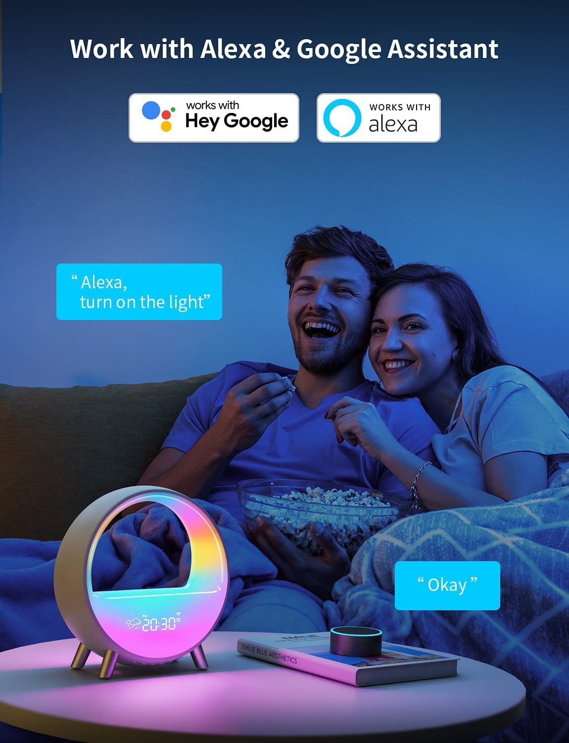 Atmosphere Lamp Bluetooth Speaker Smart Alarm Clock Night Light WiFi Wake Up Light