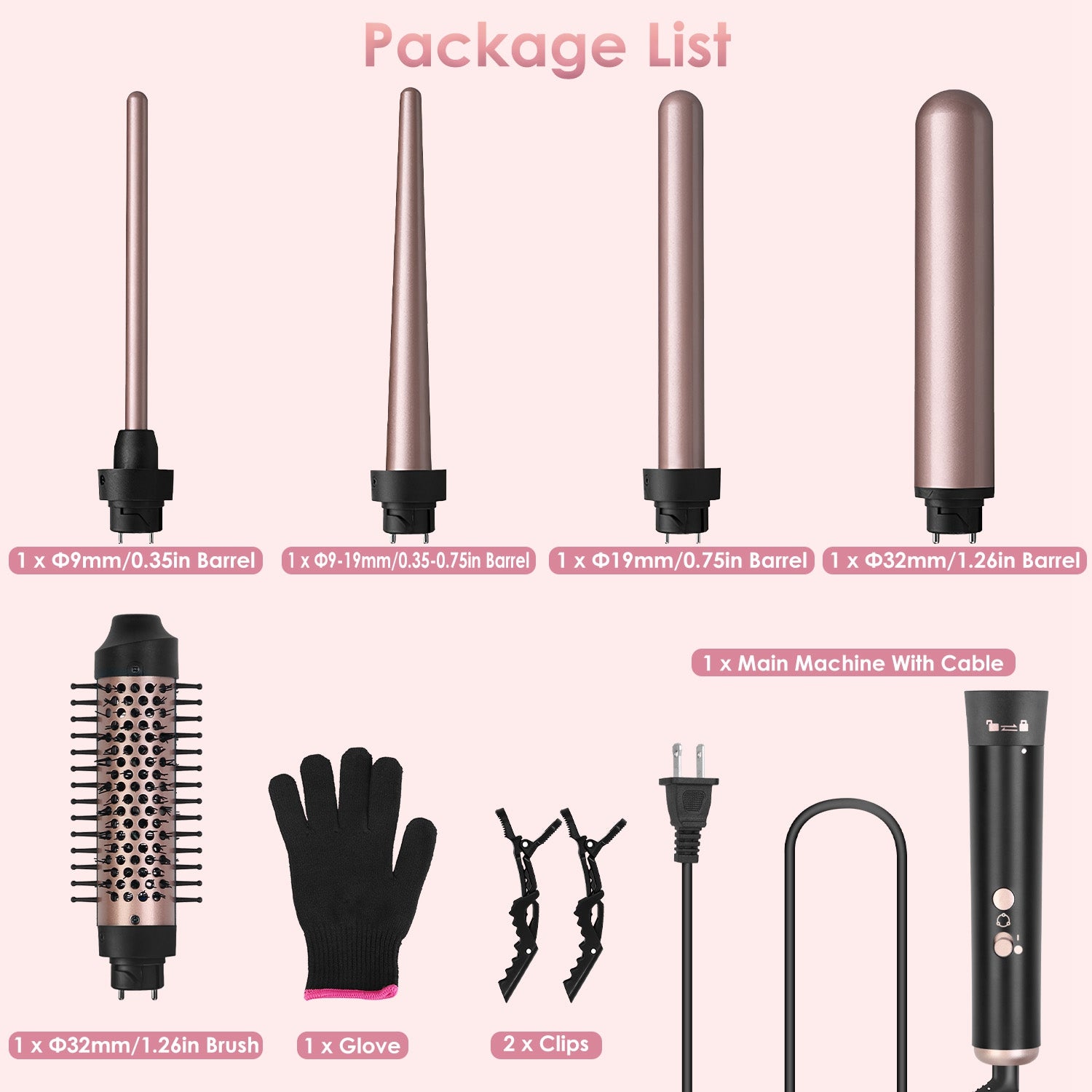 Curling Wand Hair Curling Iron Brush Anti-Tangle Hair Thermal Brush Curler
