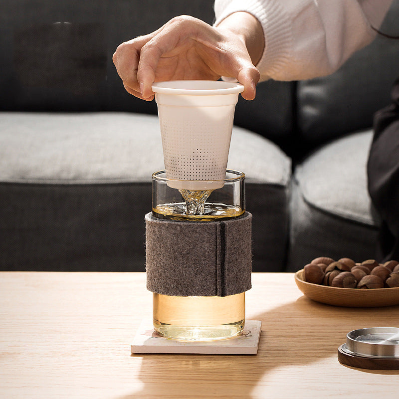 Heat-resistant Borosilicate Glass Tea Cup Office Filter Flower Felt Cup Cover Heat Insulation
