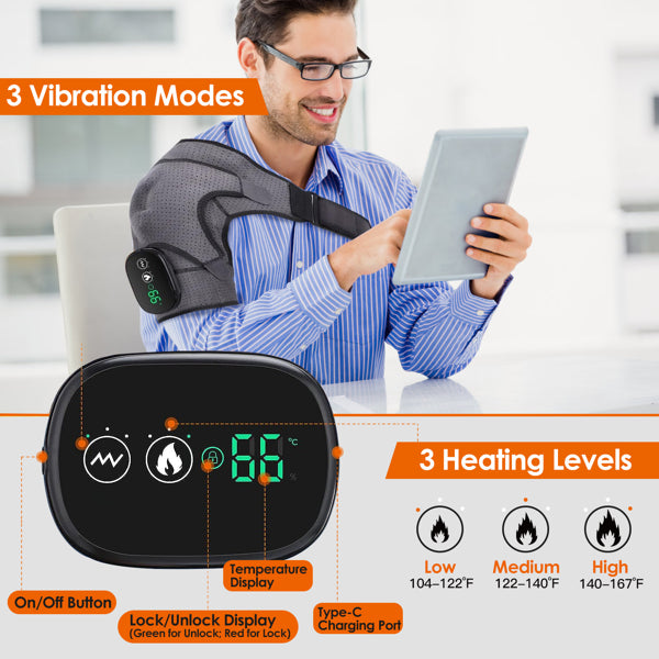 Heated Shoulder Massager 3 Heat Levels & 3 Vibration Modes