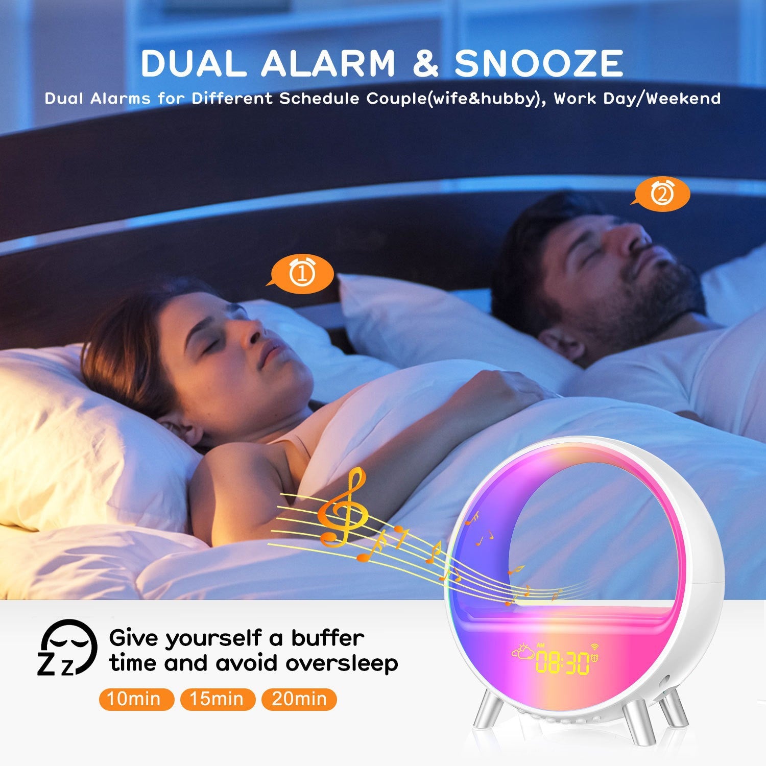 Atmosphere Lamp Bluetooth Speaker Smart Alarm Clock Night Light WiFi Wake Up Light