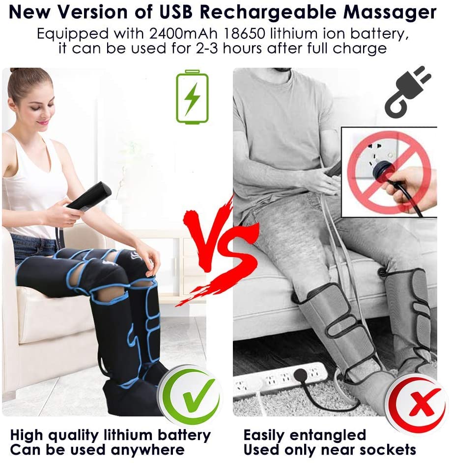 Leg Massager With Heat On Knee Cordless Air Compression