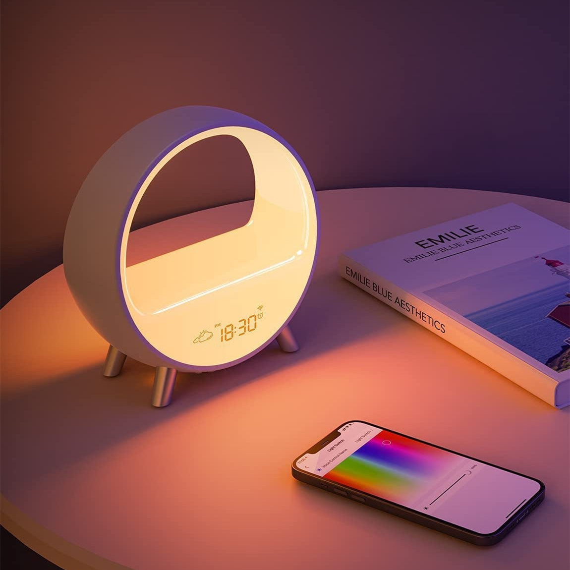Atmosphere Lamp Bluetooth Speaker Smart Alarm Clock Night Light WiFi Wake Up Light