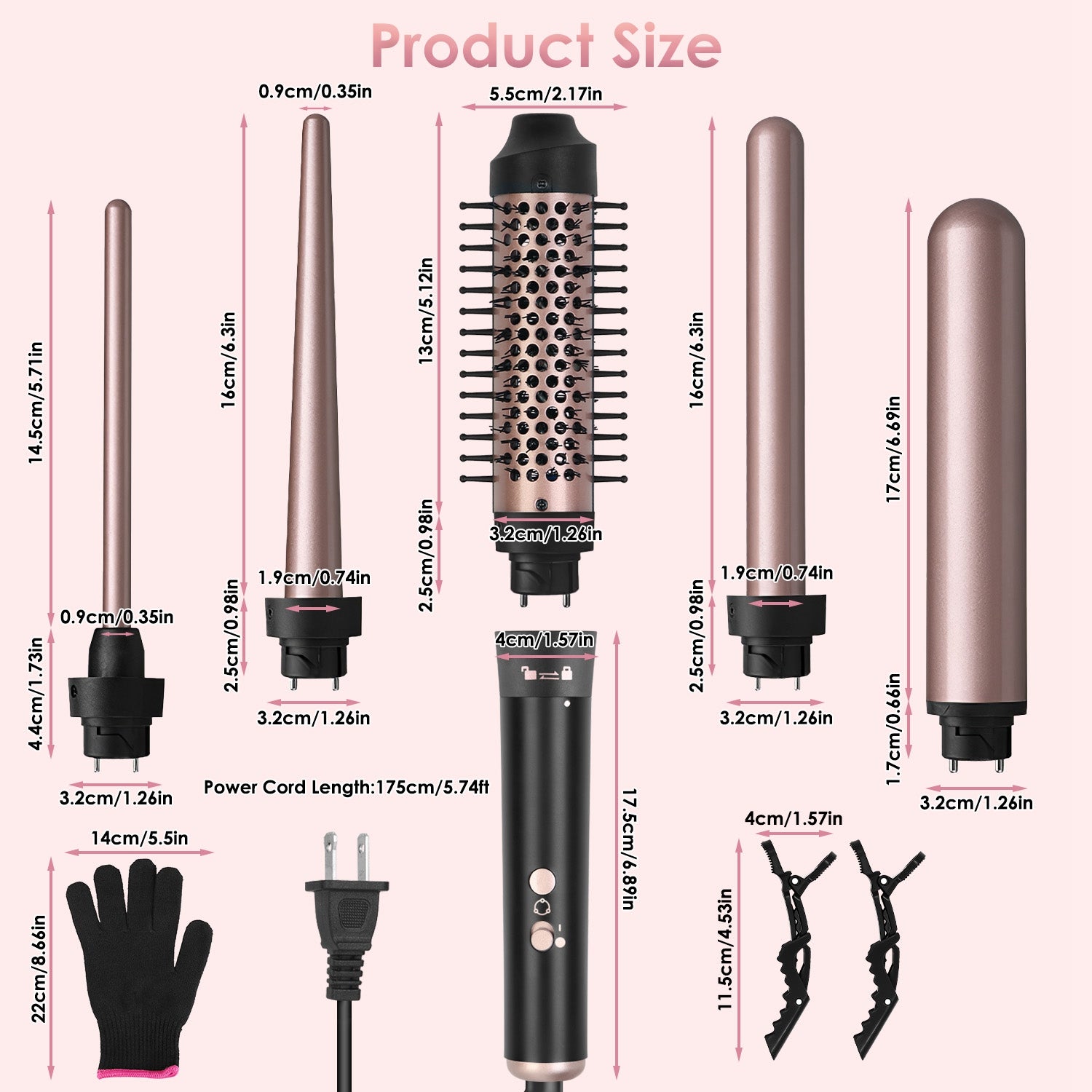 Curling Wand Hair Curling Iron Brush Anti-Tangle Hair Thermal Brush Curler