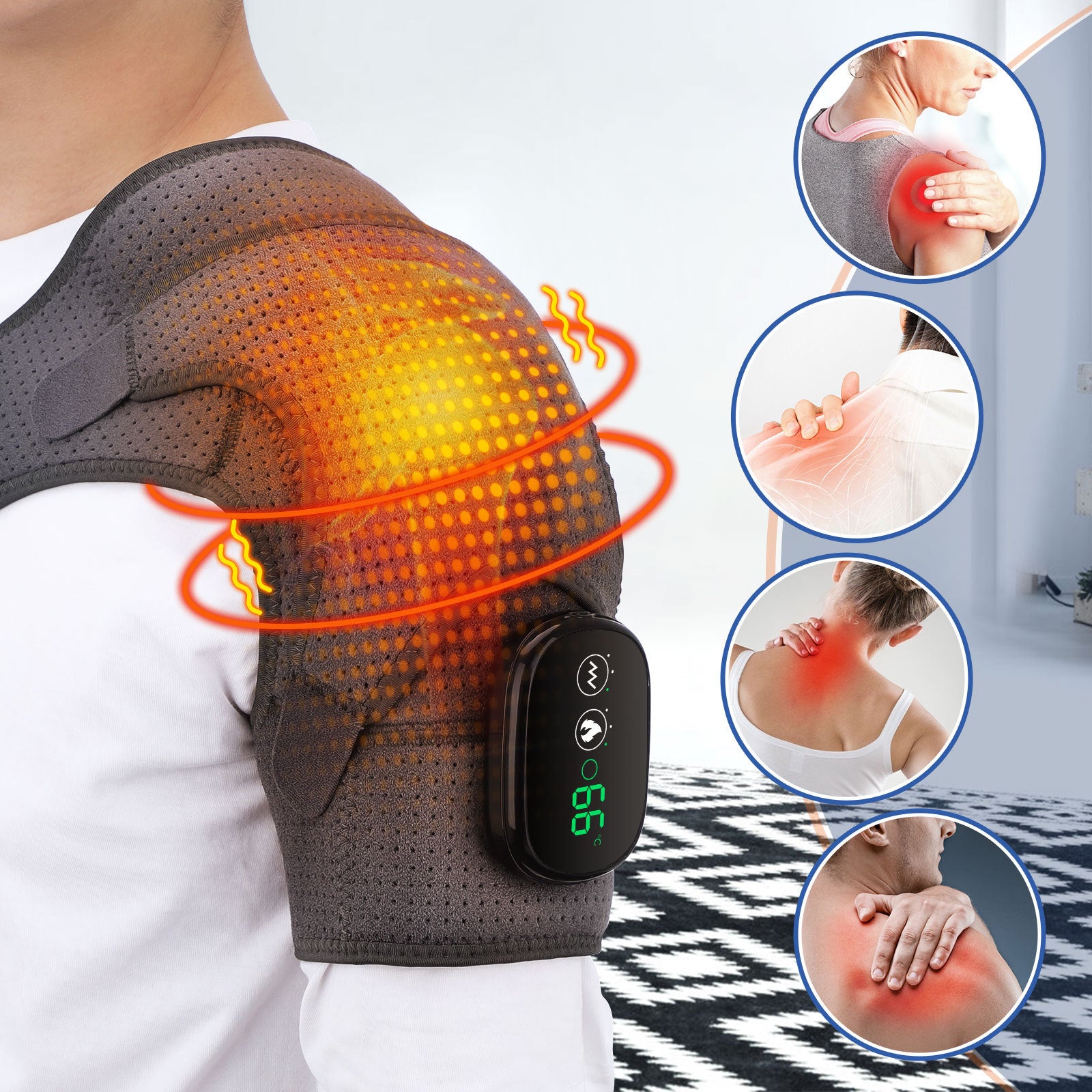 USB Rechargeable Convenient Electric Heating Shoulder Massage Heated Back
