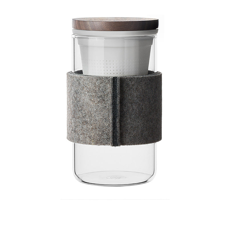 Heat-resistant Borosilicate Glass Tea Cup Office Filter Flower Felt Cup Cover Heat Insulation