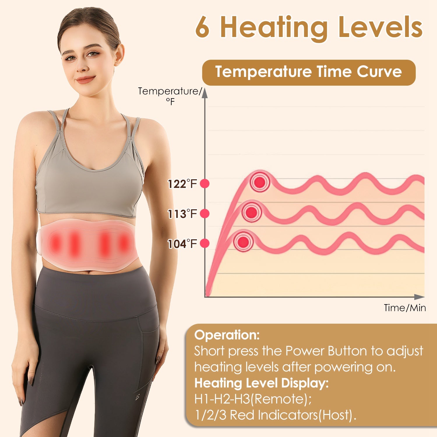 EMS Lower Back Massager Heating Pad Cordless Heating Pad For Back Belly Waist