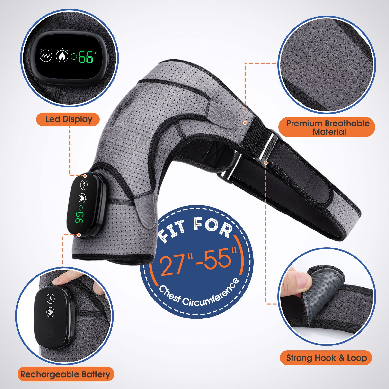 USB Rechargeable Convenient Electric Heating Shoulder Massage Heated Back