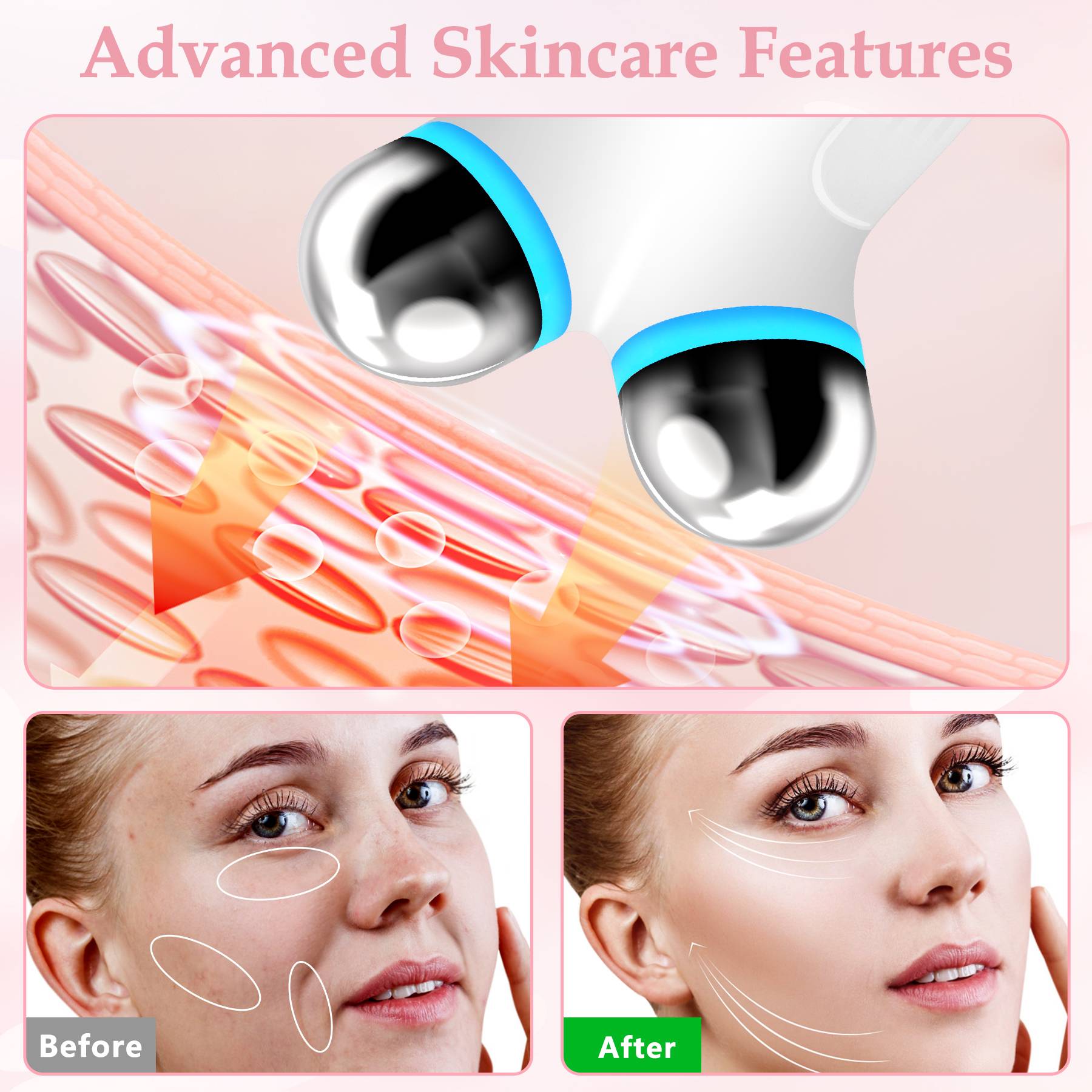 Anti Aging And Wrinkles Microcurrent Facial Device, Boost Skin Care Absorption