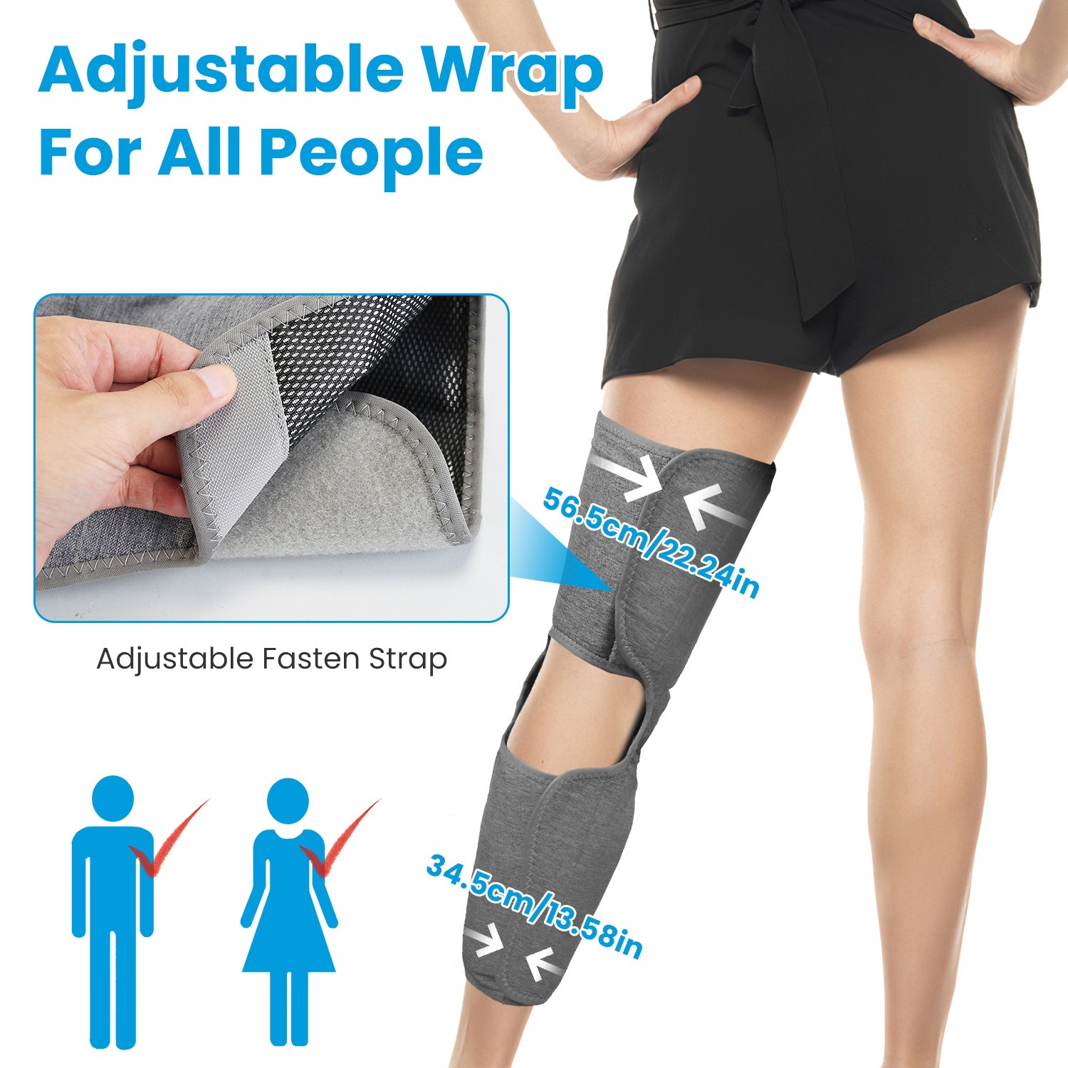 1Pc Cordless Leg Massager Air Compression Massager With Heat Thigh Knee