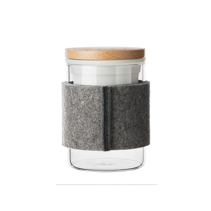 Heat-resistant Borosilicate Glass Tea Cup Office Filter Flower Felt Cup Cover Heat Insulation