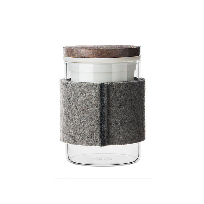 Heat-resistant Borosilicate Glass Tea Cup Office Filter Flower Felt Cup Cover Heat Insulation