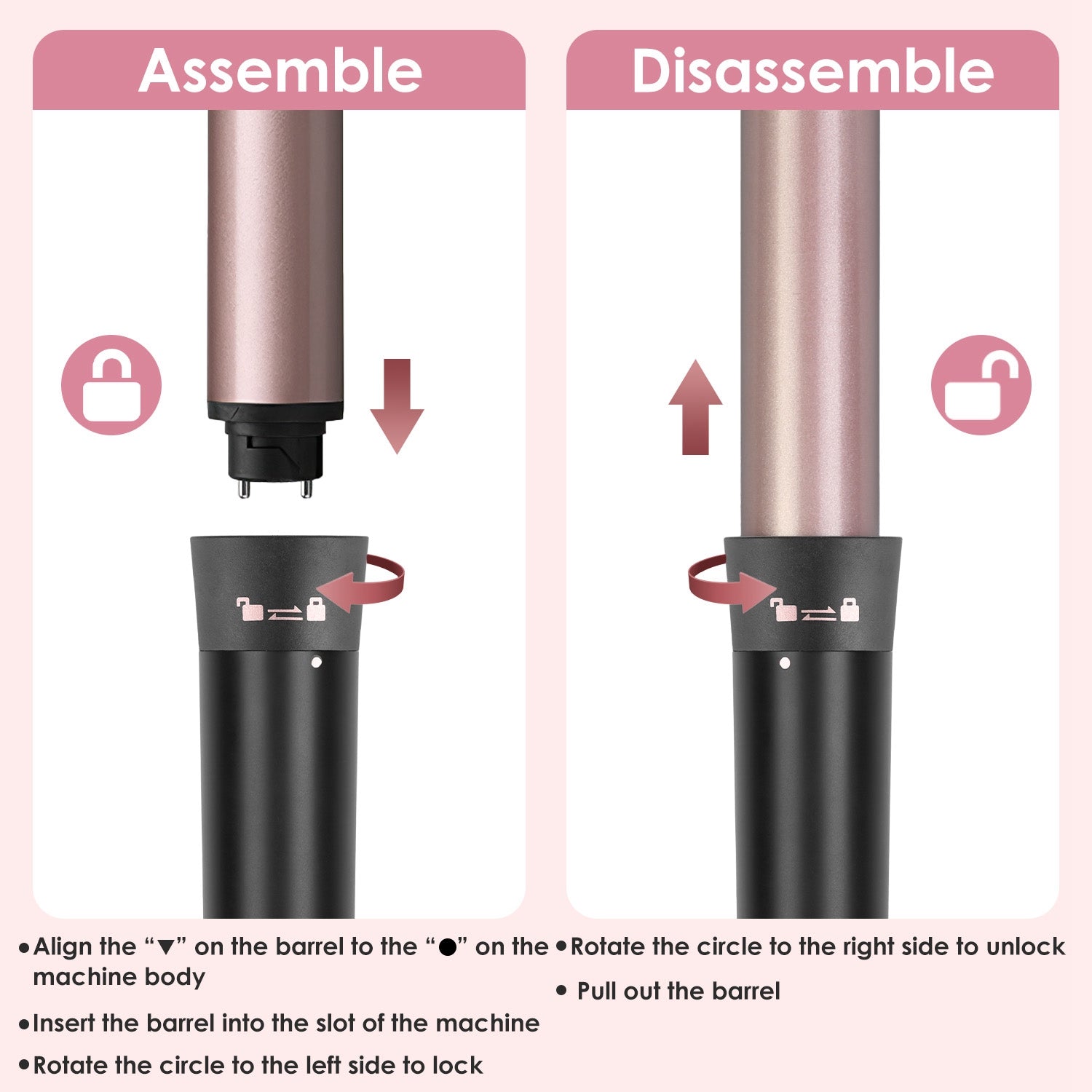 Curling Wand Hair Curling Iron Brush Anti-Tangle Hair Thermal Brush Curler