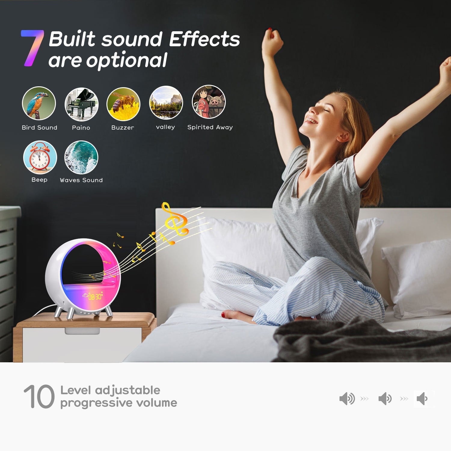 Atmosphere Lamp Bluetooth Speaker Smart Alarm Clock Night Light WiFi Wake Up Light
